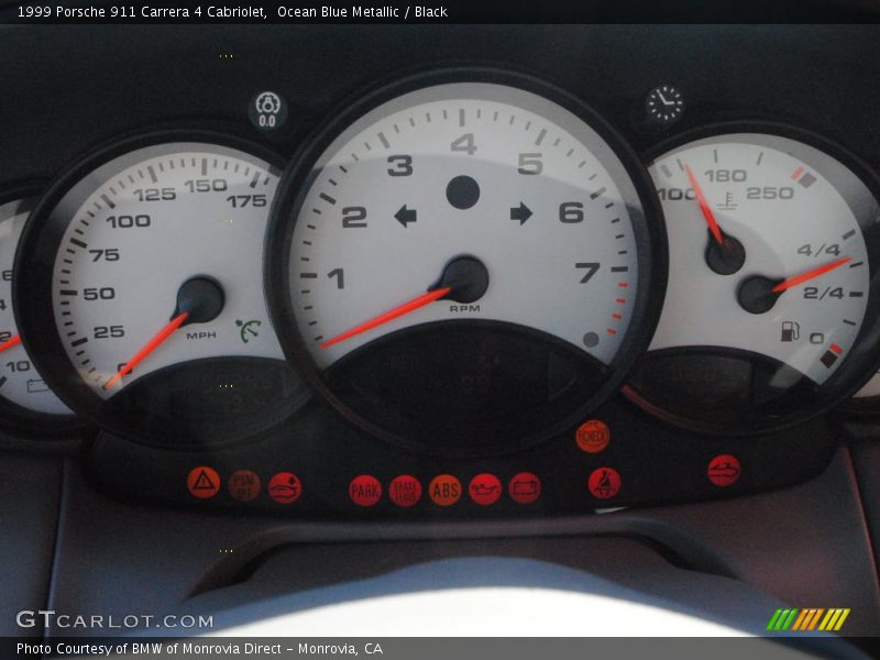 Ocean Blue Metallic / Black 1999 Porsche 911 Carrera 4 Cabriolet