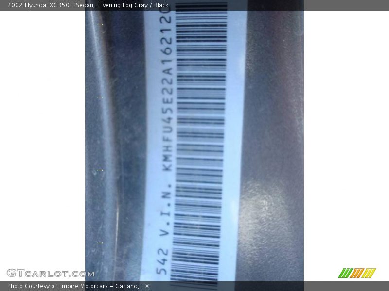 Evening Fog Gray / Black 2002 Hyundai XG350 L Sedan