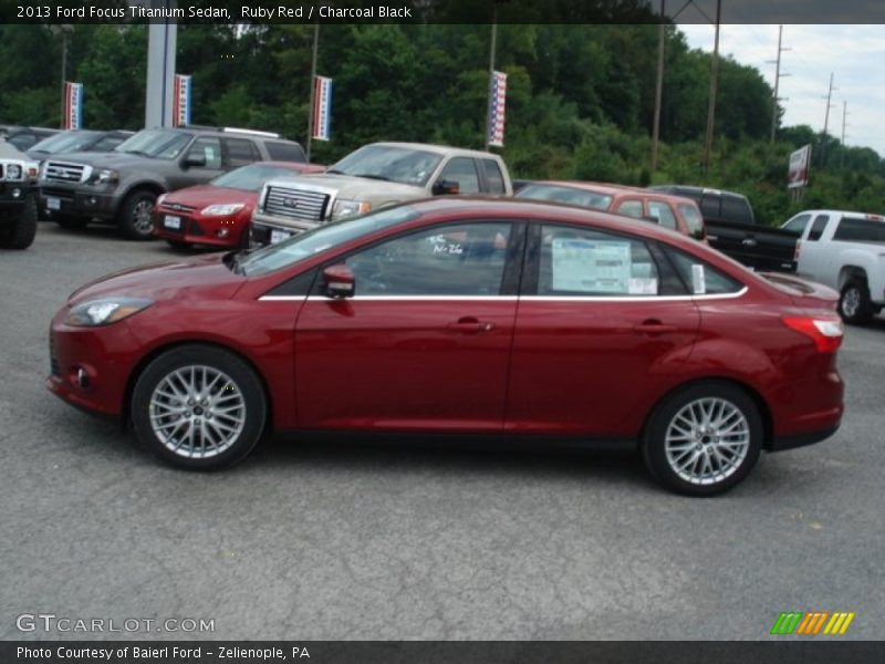 Ruby Red / Charcoal Black 2013 Ford Focus Titanium Sedan