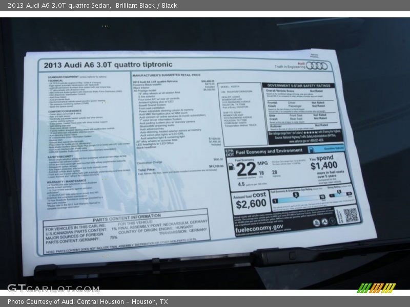 Brilliant Black / Black 2013 Audi A6 3.0T quattro Sedan