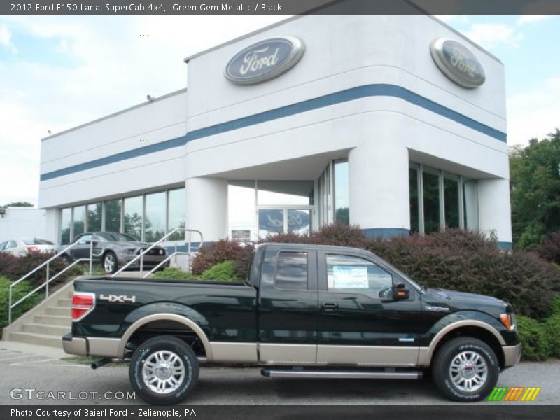 Green Gem Metallic / Black 2012 Ford F150 Lariat SuperCab 4x4
