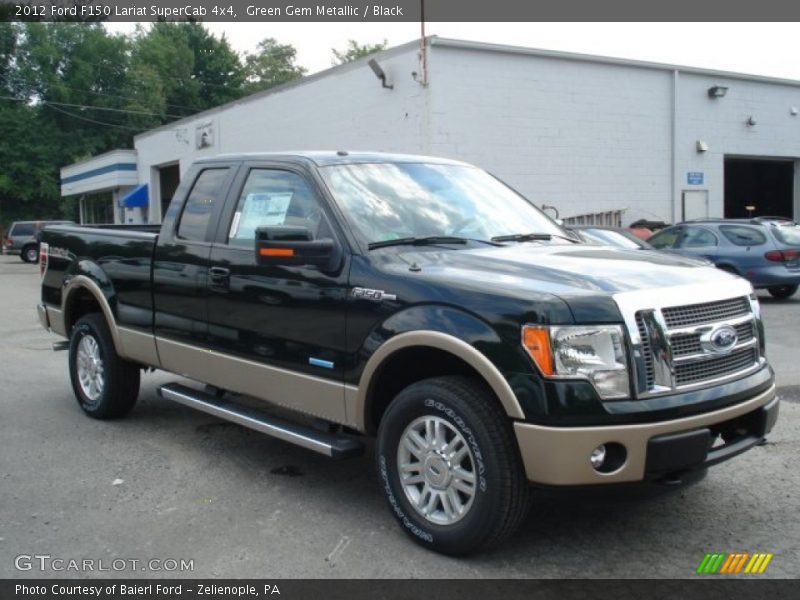 Green Gem Metallic / Black 2012 Ford F150 Lariat SuperCab 4x4