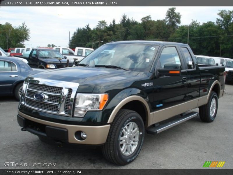 Green Gem Metallic / Black 2012 Ford F150 Lariat SuperCab 4x4