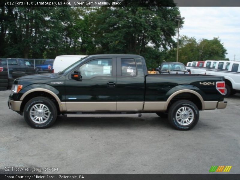 Green Gem Metallic / Black 2012 Ford F150 Lariat SuperCab 4x4