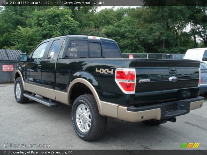 Green Gem Metallic / Black 2012 Ford F150 Lariat SuperCab 4x4