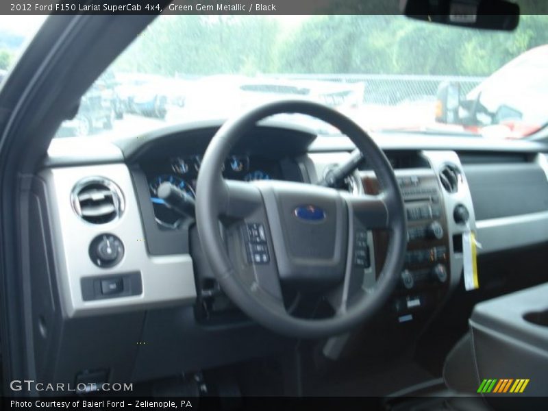 Green Gem Metallic / Black 2012 Ford F150 Lariat SuperCab 4x4