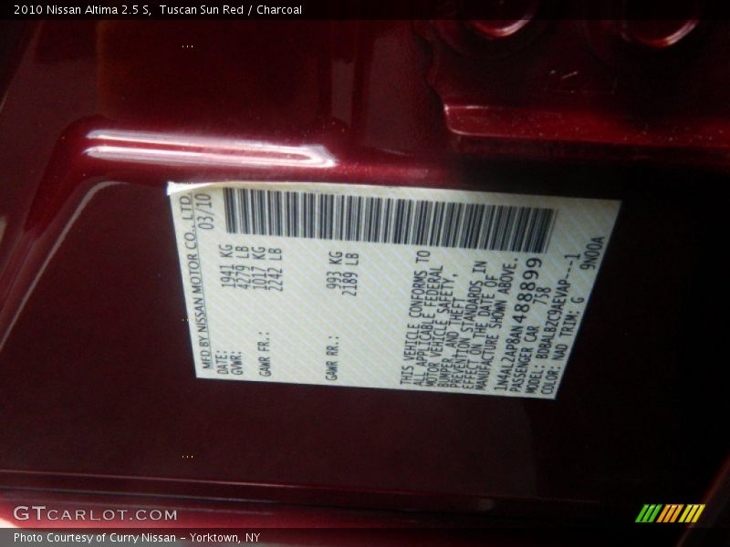 Tuscan Sun Red / Charcoal 2010 Nissan Altima 2.5 S