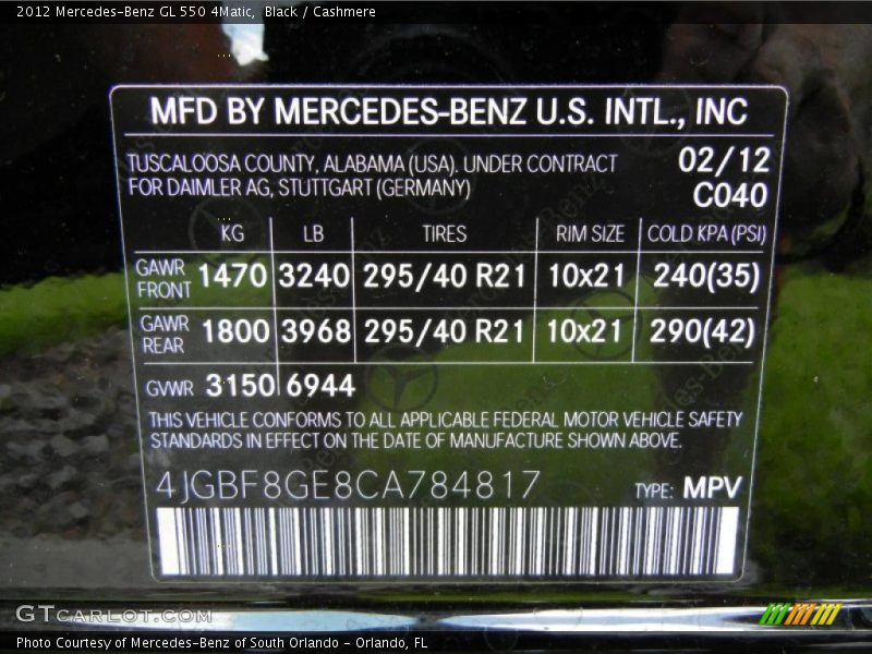 Black / Cashmere 2012 Mercedes-Benz GL 550 4Matic