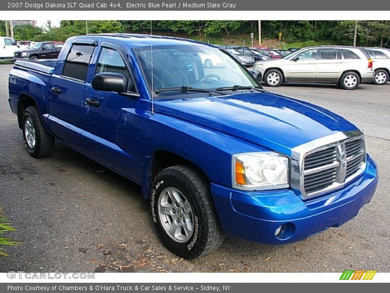 Electric Blue Pearl / Medium Slate Gray 2007 Dodge Dakota SLT Quad Cab 4x4