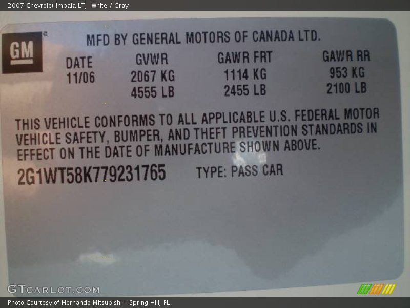 White / Gray 2007 Chevrolet Impala LT