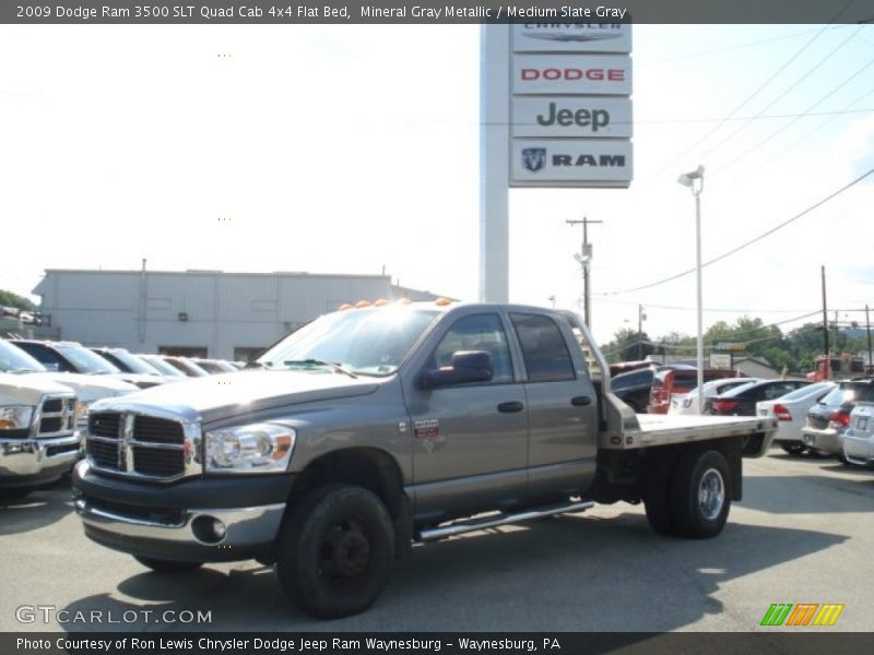 Mineral Gray Metallic / Medium Slate Gray 2009 Dodge Ram 3500 SLT Quad Cab 4x4 Flat Bed