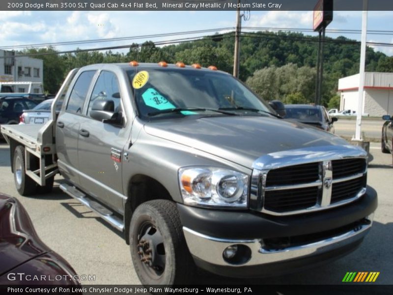 Mineral Gray Metallic / Medium Slate Gray 2009 Dodge Ram 3500 SLT Quad Cab 4x4 Flat Bed