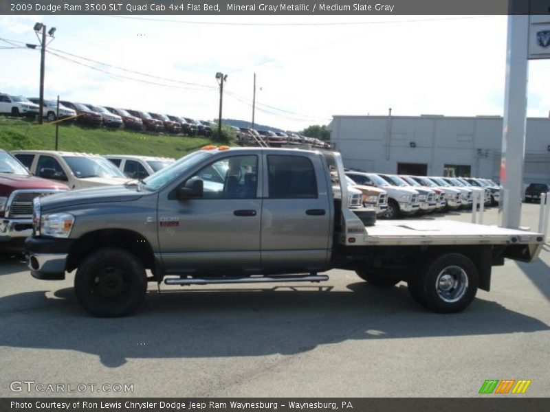 Mineral Gray Metallic / Medium Slate Gray 2009 Dodge Ram 3500 SLT Quad Cab 4x4 Flat Bed