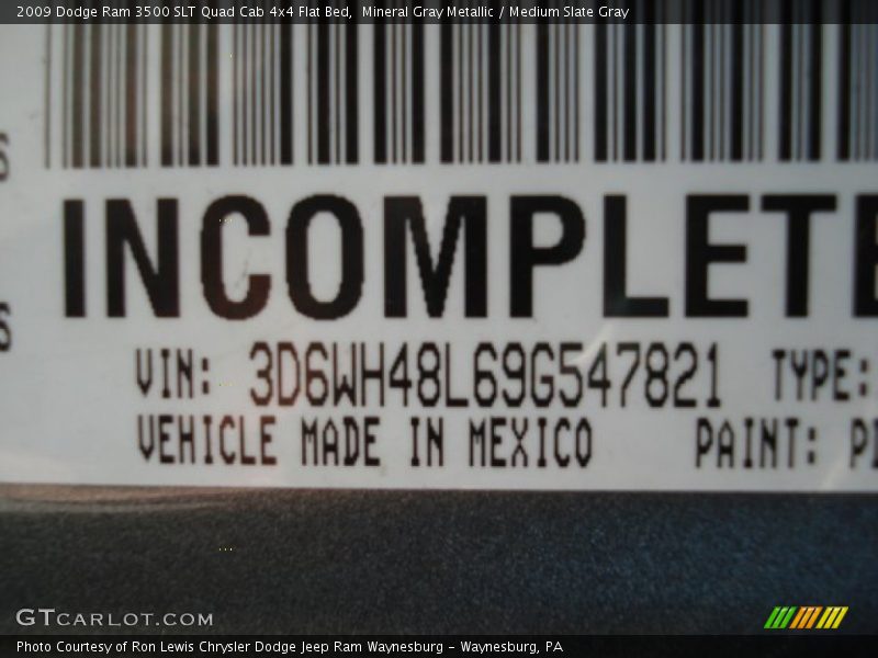 Mineral Gray Metallic / Medium Slate Gray 2009 Dodge Ram 3500 SLT Quad Cab 4x4 Flat Bed
