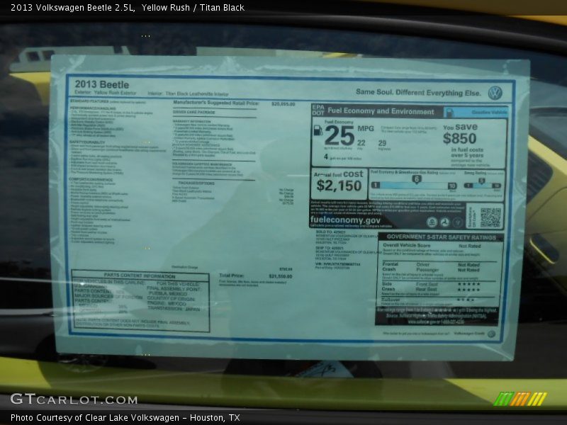 Yellow Rush / Titan Black 2013 Volkswagen Beetle 2.5L