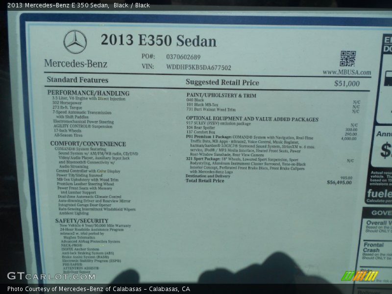 Black / Black 2013 Mercedes-Benz E 350 Sedan