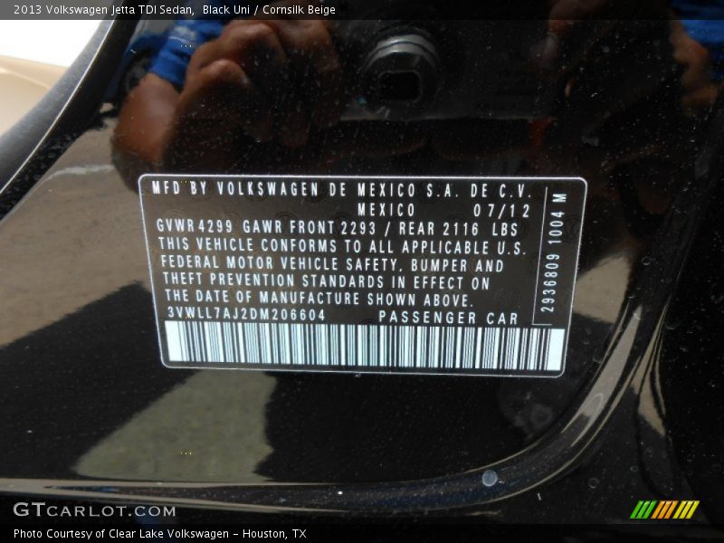 Black Uni / Cornsilk Beige 2013 Volkswagen Jetta TDI Sedan