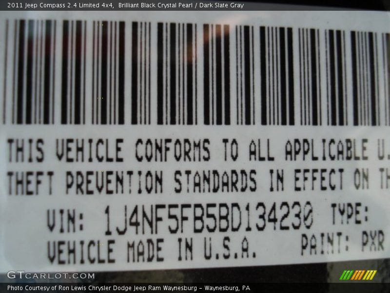 Brilliant Black Crystal Pearl / Dark Slate Gray 2011 Jeep Compass 2.4 Limited 4x4