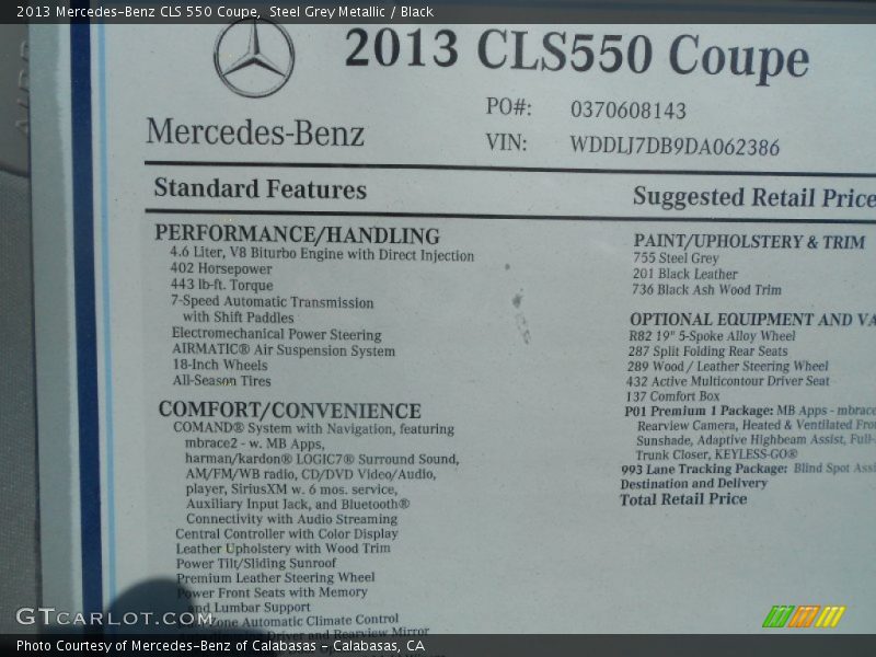 Steel Grey Metallic / Black 2013 Mercedes-Benz CLS 550 Coupe
