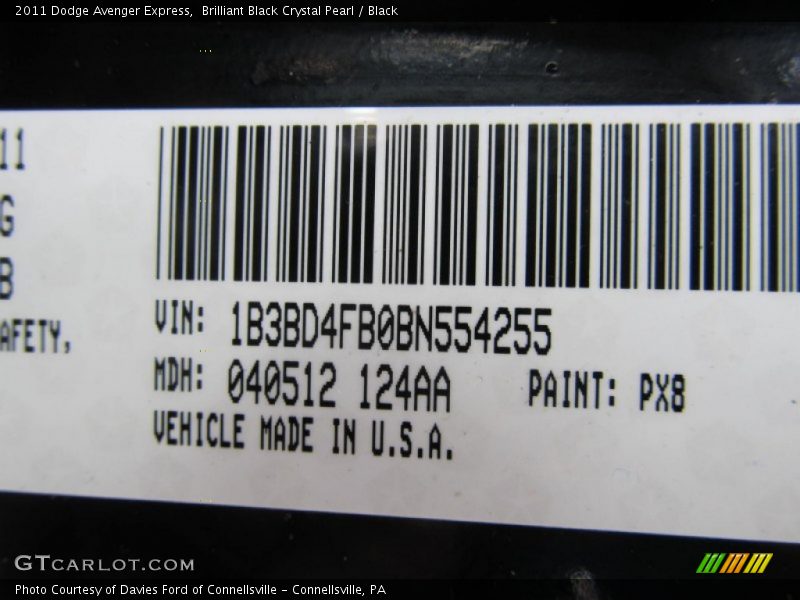 Brilliant Black Crystal Pearl / Black 2011 Dodge Avenger Express