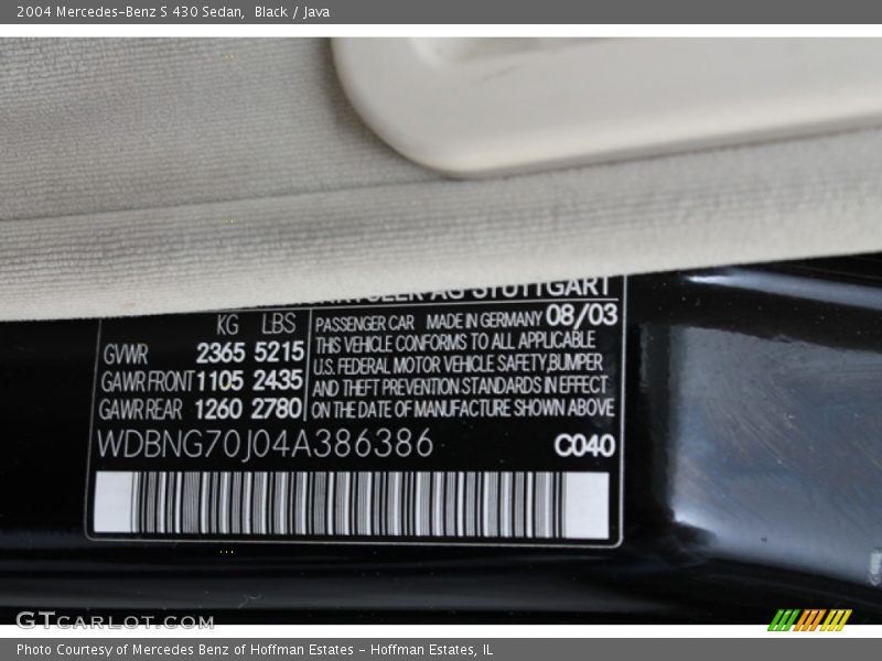 Black / Java 2004 Mercedes-Benz S 430 Sedan