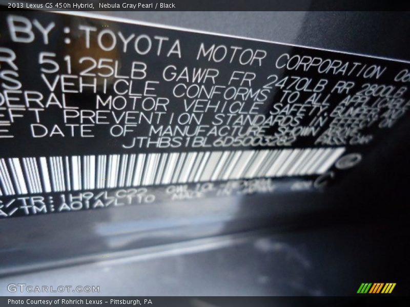 2013 GS 450h Hybrid Nebula Gray Pearl Color Code 1H9