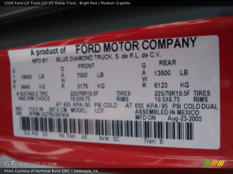 2006 LCF Truck LCF-55 Dump Truck Bright Red Color Code E4
