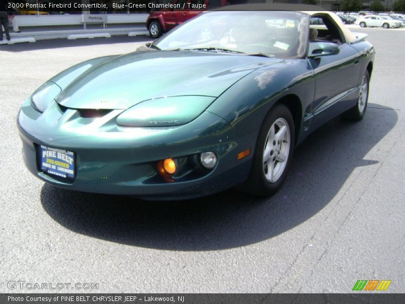 Blue-Green Chameleon / Taupe 2000 Pontiac Firebird Convertible