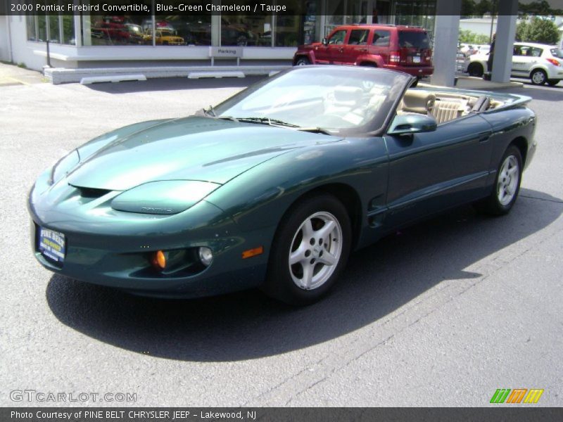 Blue-Green Chameleon / Taupe 2000 Pontiac Firebird Convertible
