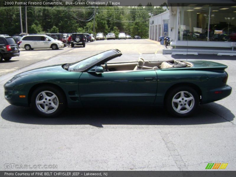 Blue-Green Chameleon / Taupe 2000 Pontiac Firebird Convertible