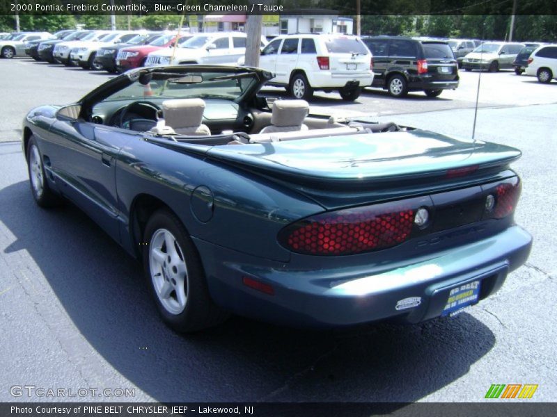 Blue-Green Chameleon / Taupe 2000 Pontiac Firebird Convertible