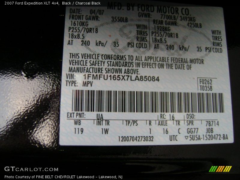 Black / Charcoal Black 2007 Ford Expedition XLT 4x4