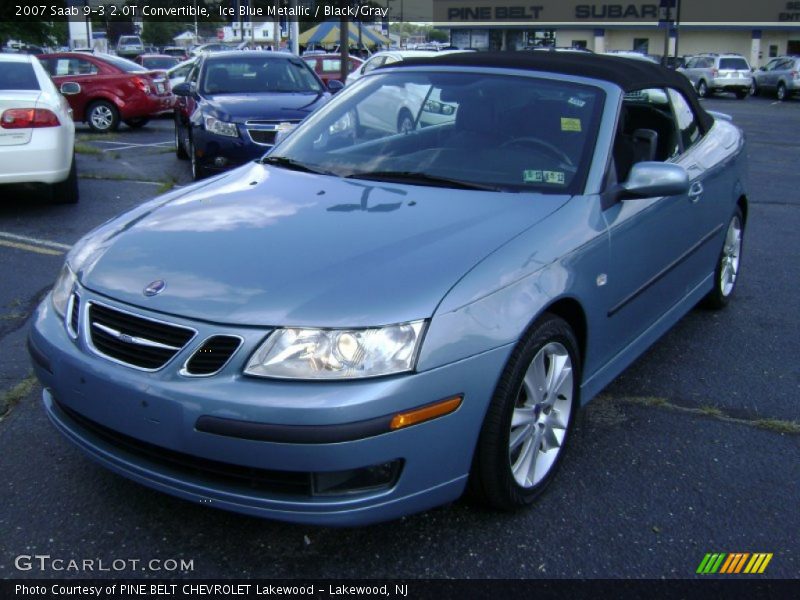 Ice Blue Metallic / Black/Gray 2007 Saab 9-3 2.0T Convertible