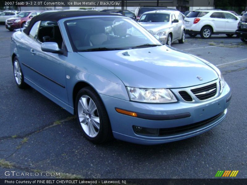 Ice Blue Metallic / Black/Gray 2007 Saab 9-3 2.0T Convertible