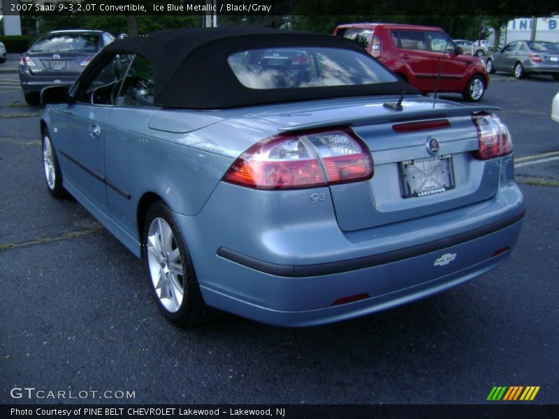 Ice Blue Metallic / Black/Gray 2007 Saab 9-3 2.0T Convertible