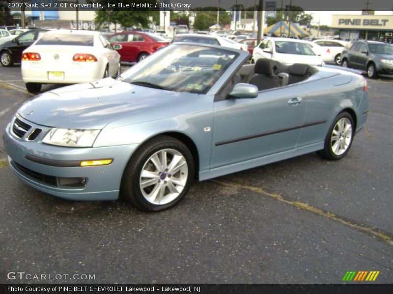 Ice Blue Metallic / Black/Gray 2007 Saab 9-3 2.0T Convertible