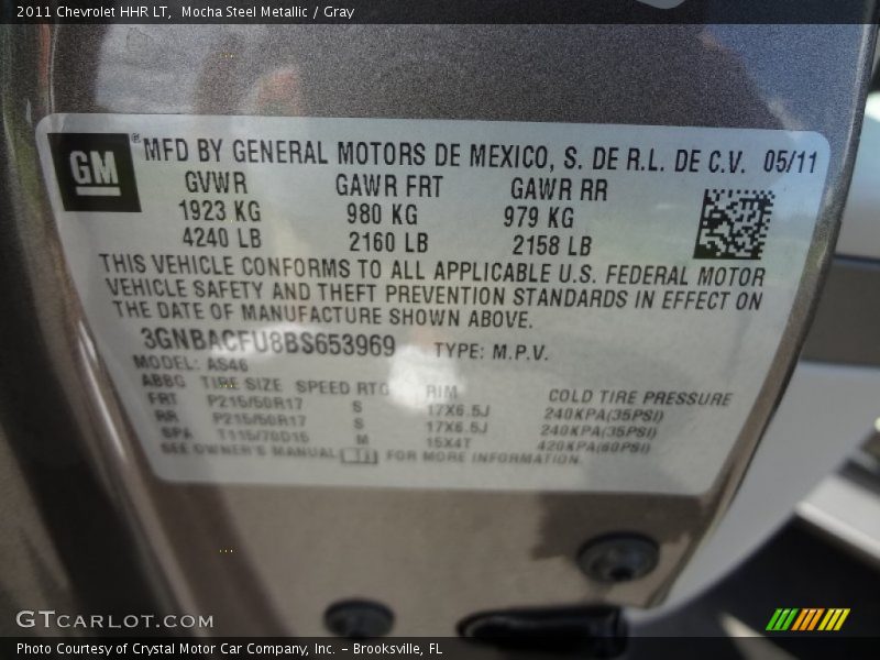 Mocha Steel Metallic / Gray 2011 Chevrolet HHR LT