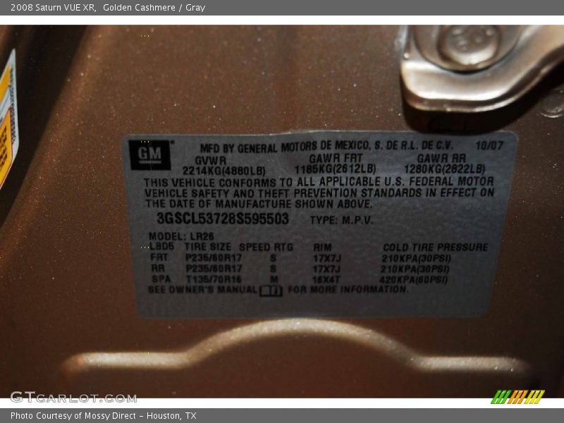 Golden Cashmere / Gray 2008 Saturn VUE XR