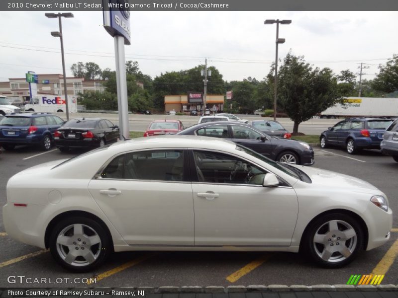 White Diamond Tricoat / Cocoa/Cashmere 2010 Chevrolet Malibu LT Sedan
