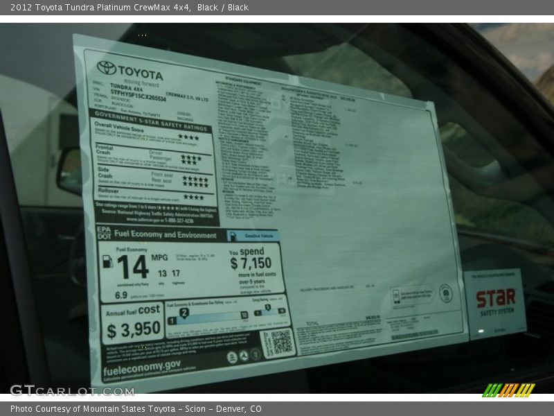 Black / Black 2012 Toyota Tundra Platinum CrewMax 4x4