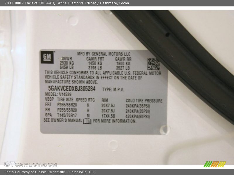 White Diamond Tricoat / Cashmere/Cocoa 2011 Buick Enclave CXL AWD