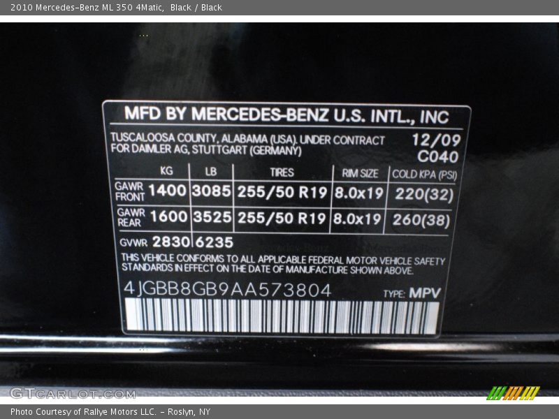 Black / Black 2010 Mercedes-Benz ML 350 4Matic