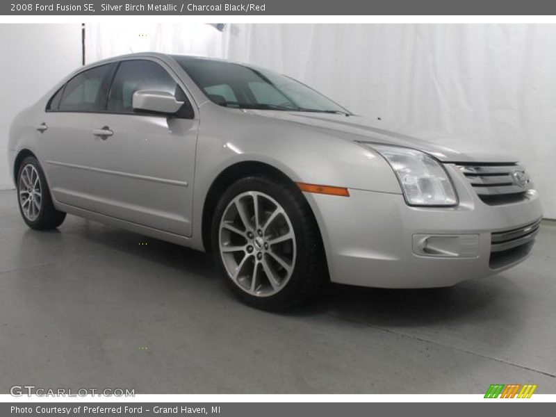 Silver Birch Metallic / Charcoal Black/Red 2008 Ford Fusion SE