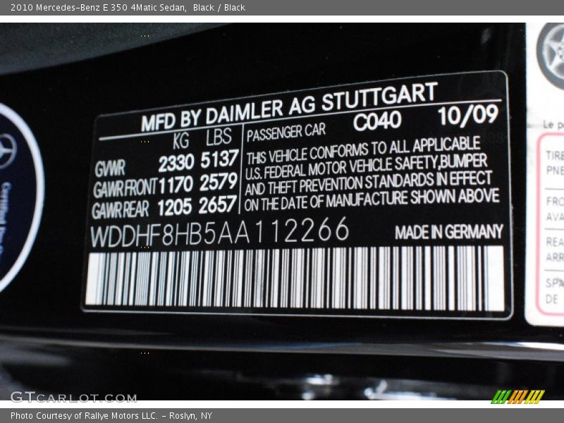 Black / Black 2010 Mercedes-Benz E 350 4Matic Sedan