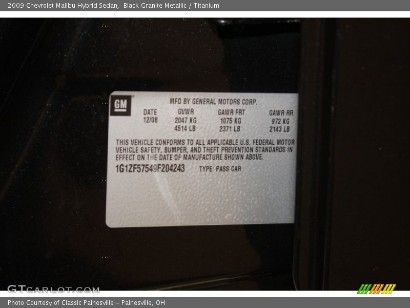 Black Granite Metallic / Titanium 2009 Chevrolet Malibu Hybrid Sedan