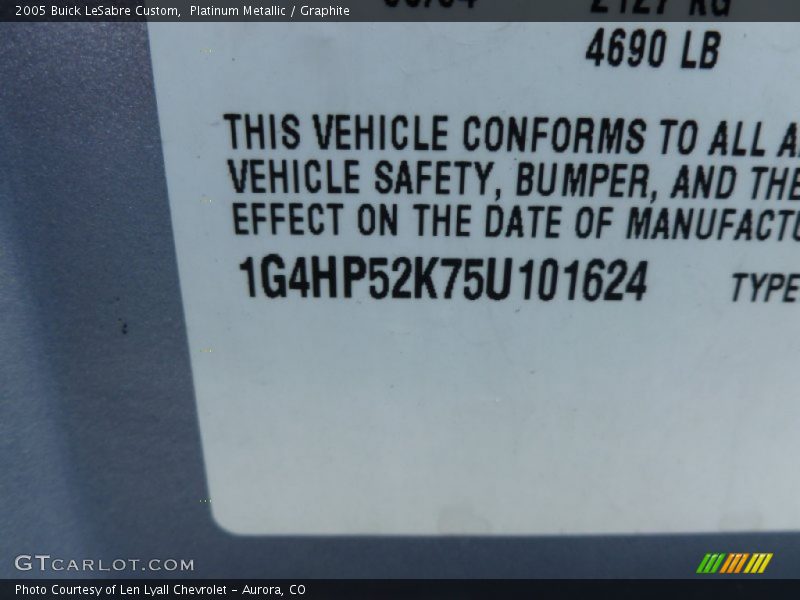 Platinum Metallic / Graphite 2005 Buick LeSabre Custom