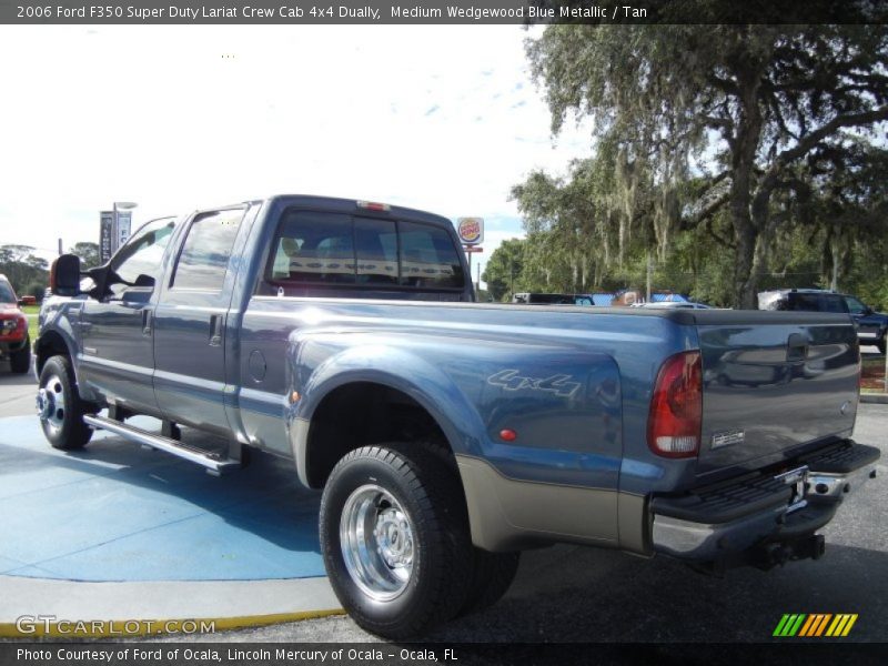 Medium Wedgewood Blue Metallic / Tan 2006 Ford F350 Super Duty Lariat Crew Cab 4x4 Dually