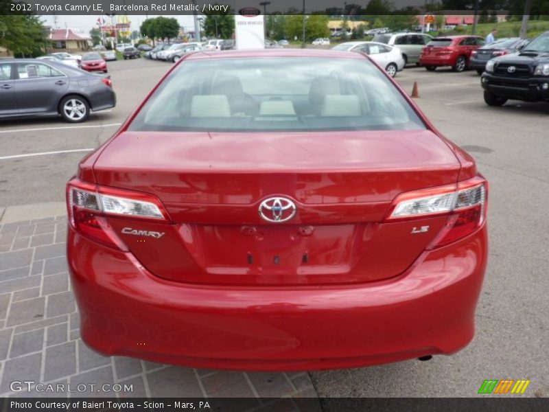 Barcelona Red Metallic / Ivory 2012 Toyota Camry LE