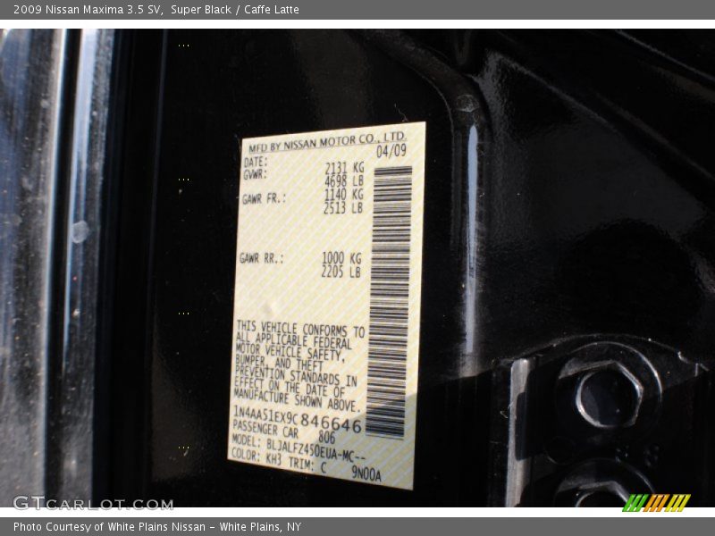 Super Black / Caffe Latte 2009 Nissan Maxima 3.5 SV