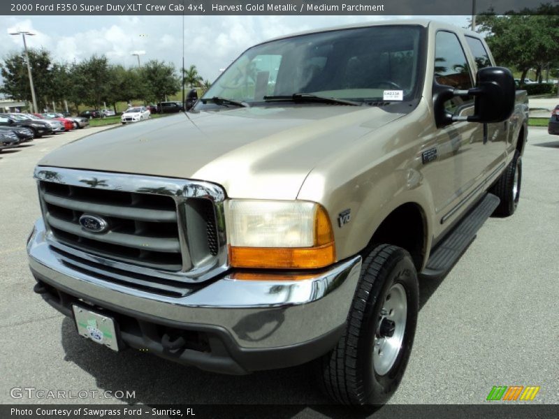 Harvest Gold Metallic / Medium Parchment 2000 Ford F350 Super Duty XLT Crew Cab 4x4
